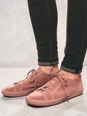 Joie Daryl Velvet Lace-Up Sneakers in Mauve Dusty Rose Size 38 Like New